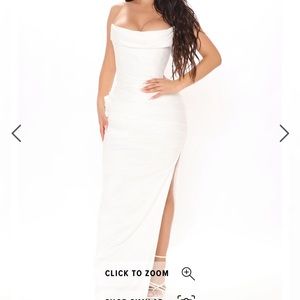 FN White Ruched Corset Gown